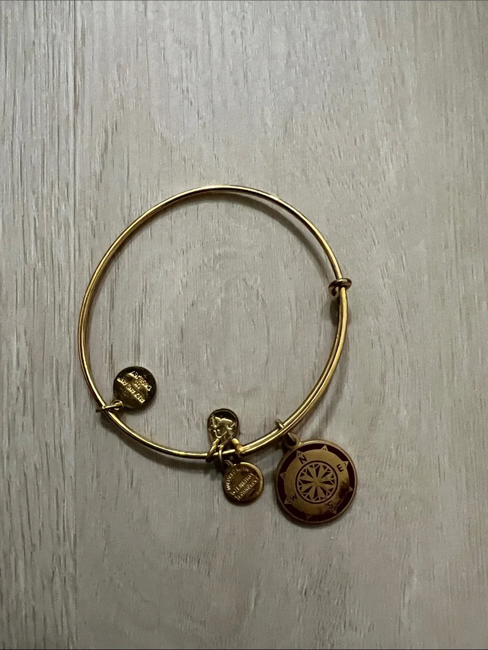 Alex and Ani Gold Compass Charm Expandable Bangle Bracelet